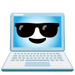 Laptop and Smiling face with sunglasses