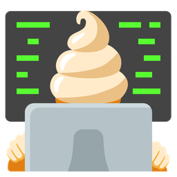 Laptop and Soft ice cream