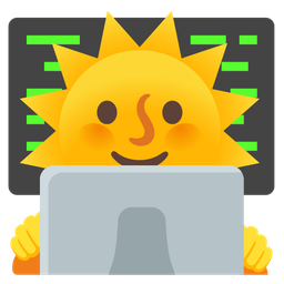 Laptop and Sun with face