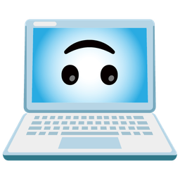 Laptop and Upside-down face