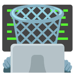 Laptop and Wastebasket