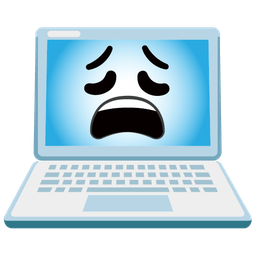 Laptop and Weary face