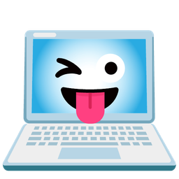 Laptop and Winking face with tongue