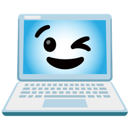 Laptop and Winking face