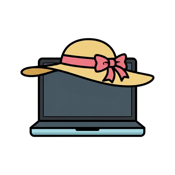 Laptop and Woman’s hat