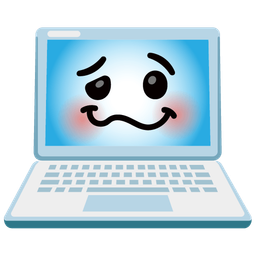 Laptop and Woozy face