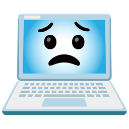Laptop and Worried face