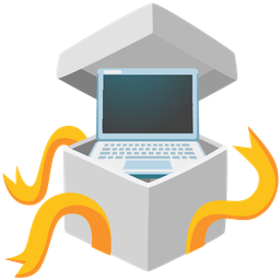 Laptop and Wrapped gift