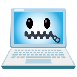 Laptop and Zipper-mouth face