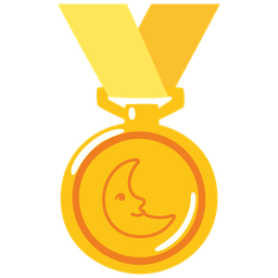 last quarter moon face and 1st place medal