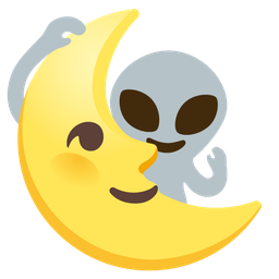 last quarter moon face and alien