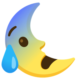 last quarter moon face and anxious face with sweat