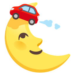 last quarter moon face and automobile
