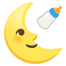 last quarter moon face and baby bottle