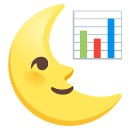 last quarter moon face and bar chart