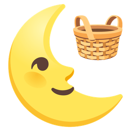 last quarter moon face and basket