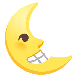 Last quarter moon face and Beaming face with smiling eyes