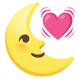 last quarter moon face and beating heart