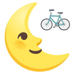 last quarter moon face and bicycle