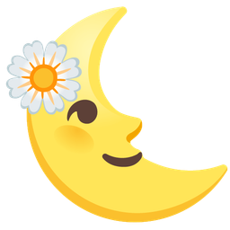 last quarter moon face and blossom