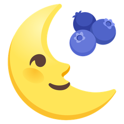last quarter moon face and blueberries