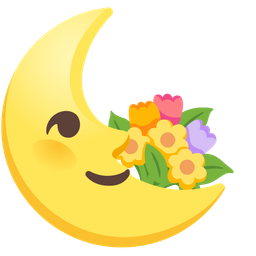 last quarter moon face and bouquet