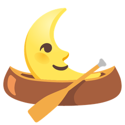last quarter moon face and canoe