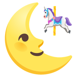 last quarter moon face and carousel horse
