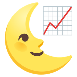 last quarter moon face and chart increasing
