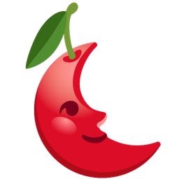 last quarter moon face and cherries