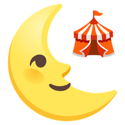 last quarter moon face and circus tent