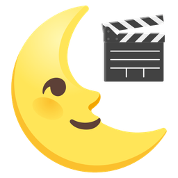 last quarter moon face and clapper board