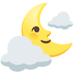 last quarter moon face and cloud