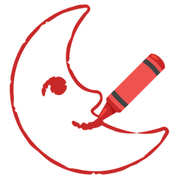 last quarter moon face and crayon