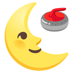 last quarter moon face and curling stone