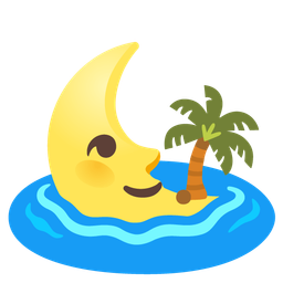 last quarter moon face and desert island