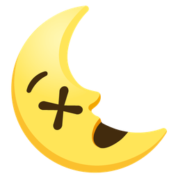 last quarter moon face and face with crossed-out eyes