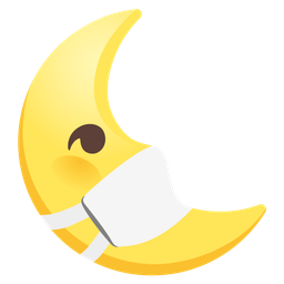 last quarter moon face and face with medical mask