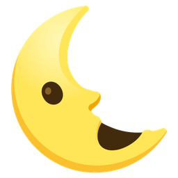 last quarter moon face and face with open mouth