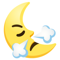 last quarter moon face and face with steam from nose