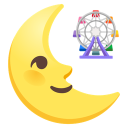 last quarter moon face and ferris wheel