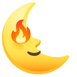 last quarter moon face and fire