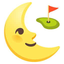 last quarter moon face and flag in hole