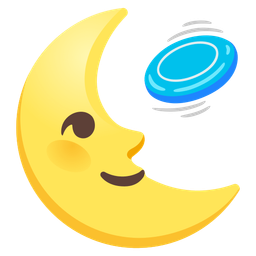 last quarter moon face and flying disc