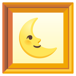 last quarter moon face and framed picture