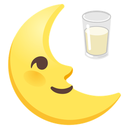 last quarter moon face and glass of milk