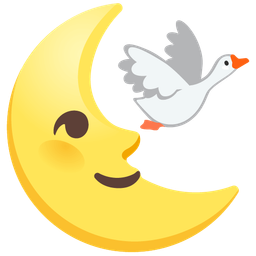 last quarter moon face and goose