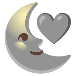last quarter moon face and grey heart
