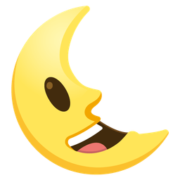 Last quarter moon face and Grinning face with big eyes