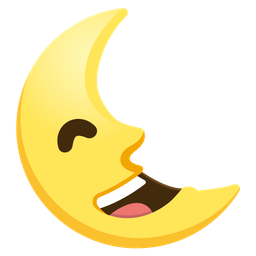 Last quarter moon face and Grinning face with smiling eyes